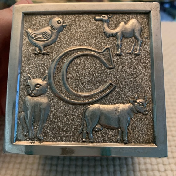 Vintage Leonard silver plated baby blocks coin bank - Picture 5 of 9